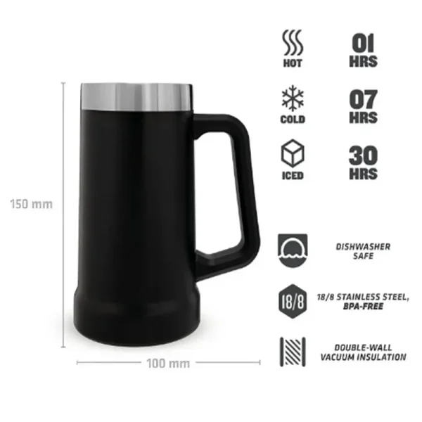 2024 NEW 709ml Inox Thermal Mug For Beer 4 hours ice cold Large capacity handle beer mug 304 stainless steel thermos 4