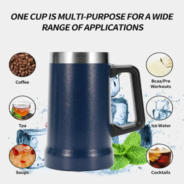2024 NEW 709ml Inox Thermal Mug For Beer 4 hours ice cold Large capacity handle beer mug 304 stainless steel thermos 5
