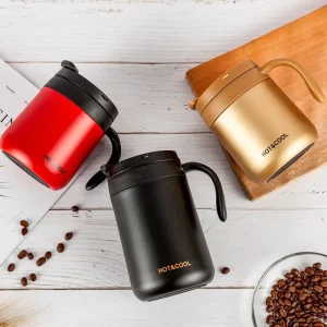 Simple Solid-color Coffee Cup Stainless Steel Insulated Cup with Handle  Wide-mouthed Stainless Steel Office Large-capacity Mug 1