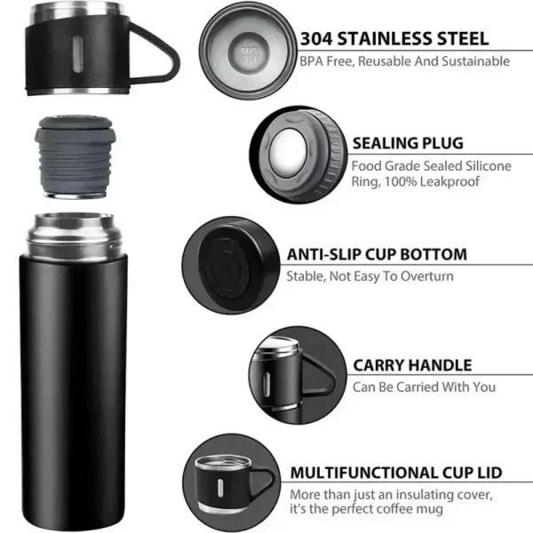 304 Stainless Steel Vacuum Insulated Office Business Style Coffee Mug Thermos Bottle Portable Flask kettle Bottle 500ML 3