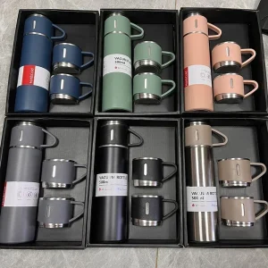 Outdoor 500ML Stainless Steel Vacuum Flask Gift Set Hot Water Thermal Insulation Couple Cup Office Business Style Thermos Bottle 1