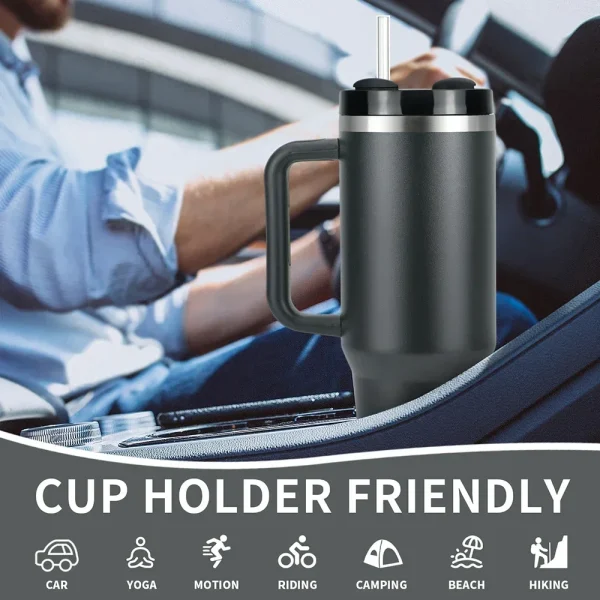 40oz Large Capacity  Stainless Steel Thermos Cup,Large Capacity Ice Cool Travel Mug for Office Home Car &New Year Gift straw cup 3