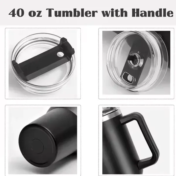 40oz Tumbler Vacuum Insulated Thermos Custom Travel Cup Stainless Steel Water Bottle Coffee Mugs With Handle Outdoor Drinkware 3