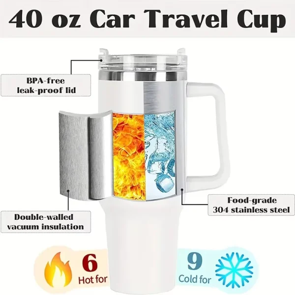 40oz Tumbler Vacuum Insulated Thermos Custom Travel Cup Stainless Steel Water Bottle Coffee Mugs With Handle Outdoor Drinkware 4