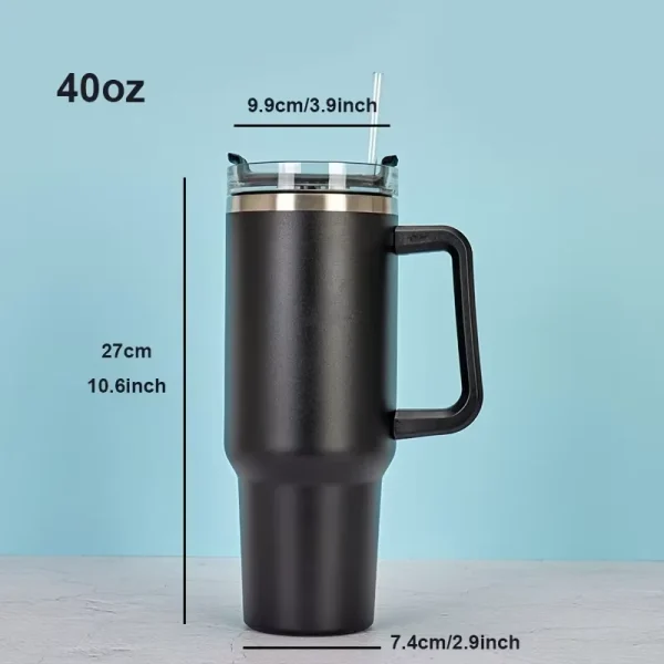 40oz Tumbler Vacuum Insulated Thermos Custom Travel Cup Stainless Steel Water Bottle Coffee Mugs With Handle Outdoor Drinkware 6