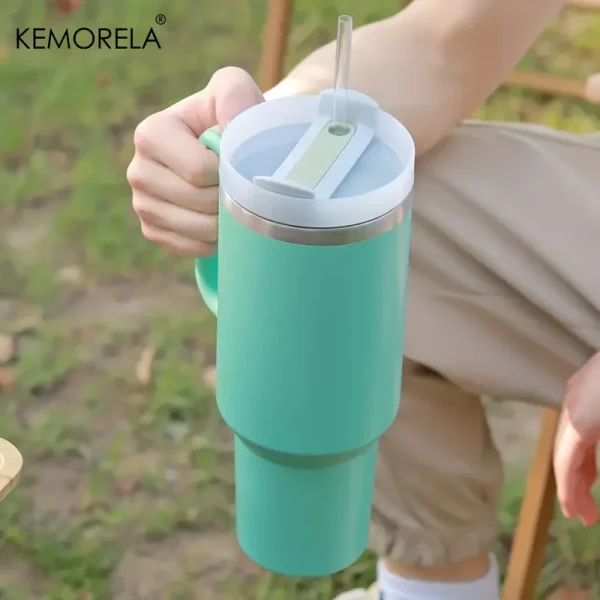 Personalized 887ML Tumbler with Handle Lid Straw 40oz Stainless Steel Water Bottle Vacuum Thermos Cup Travel Car Coffee Mug 4