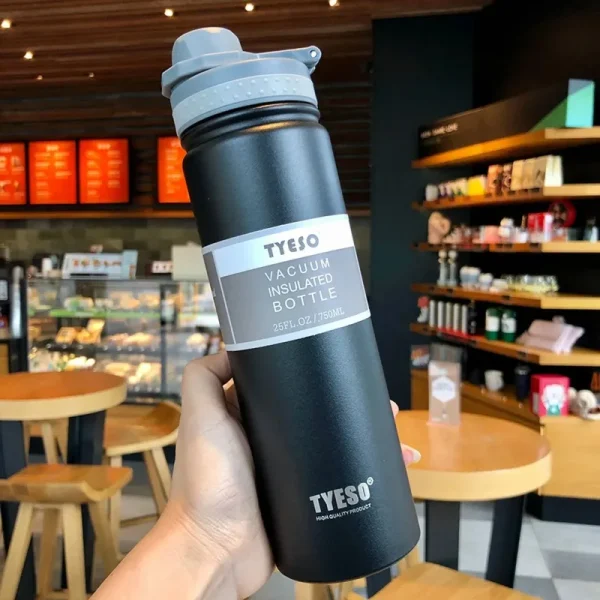 Tyeso 530ML 750ML Thermal Water Bottle Stainless Steel Coffee Mug Vacuum Flask Insulated Sport Travel Thermos Cup for GYM 18oz 4