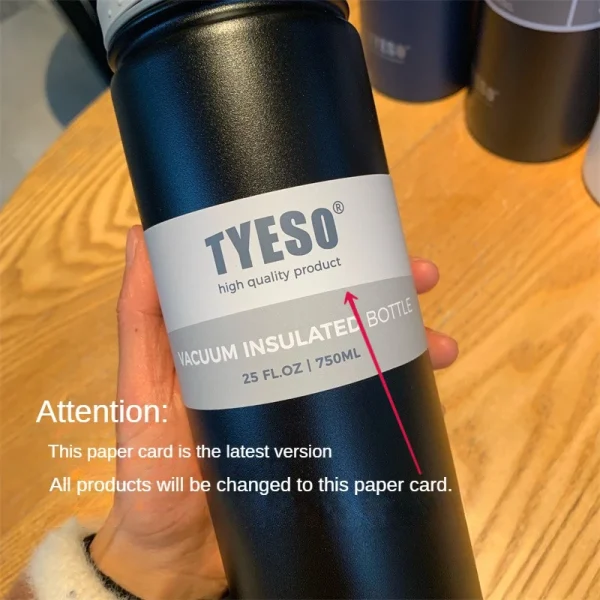 Tyeso 530ML 750ML Thermal Water Bottle Stainless Steel Coffee Mug Vacuum Flask Insulated Sport Travel Thermos Cup for GYM 18oz 5