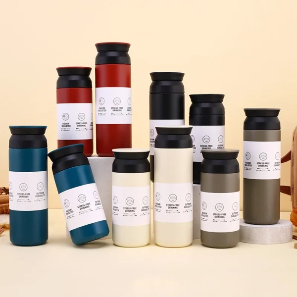 Custom 350ml 500ml Water Bottle Vacuum Mini Gym Thermos Mug Stainless Steel Vacuum Insulated Thermal Travel Coffee Cup For Car 2