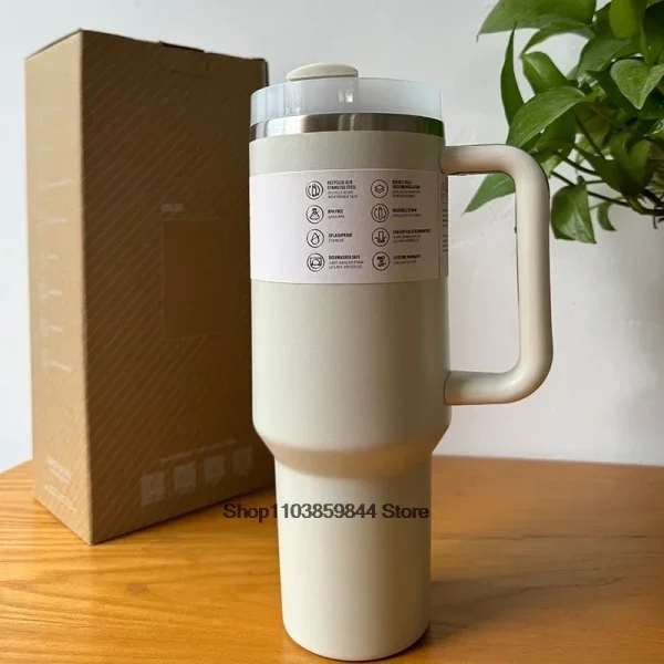 40oz Handle Straw  Vacuum Insulated Car Mug Star Blue Lid Stainless Steel Double Wall Thermal Iced Travel Cup for s 6