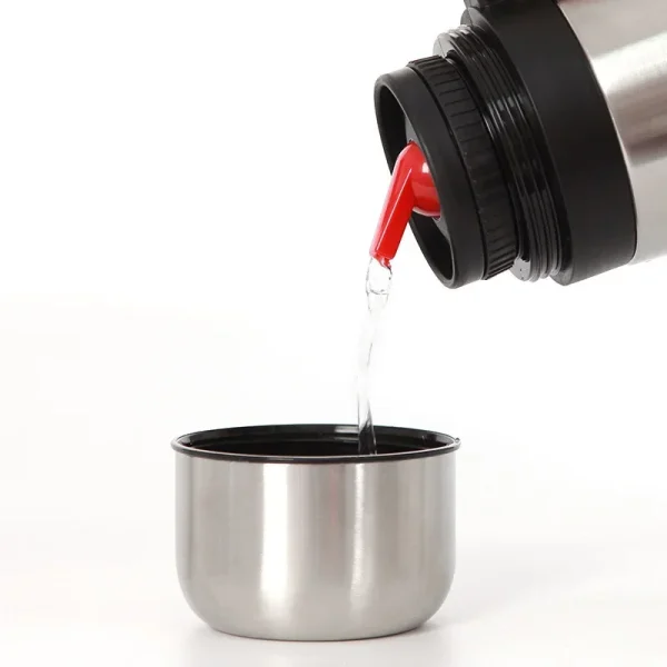 Thermos Coffee Pot Stainless Steel Hot Water Kettle with Handle Gourd-shaped Companion Cup with Straw Spoon Portable Travel Pot 3