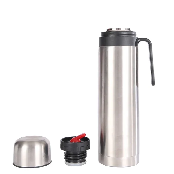 Thermos Coffee Pot Stainless Steel Hot Water Kettle with Handle Gourd-shaped Companion Cup with Straw Spoon Portable Travel Pot 6