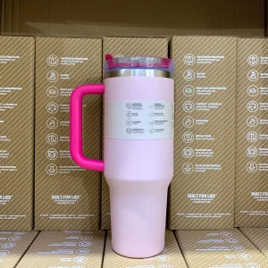 40oz Handle Straw Vacuum Insulated Car Mug Star Blue Lid Stainless Steel Double Wall Thermal Iced Travel Cup for s 1