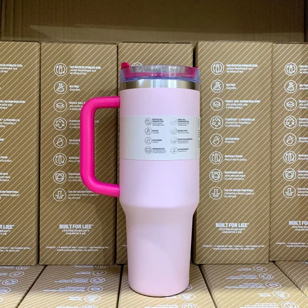 40oz Handle Straw Vacuum Insulated Car Mug Star Blue Lid Stainless Steel Double Wall Thermal Iced Travel Cup for s 1