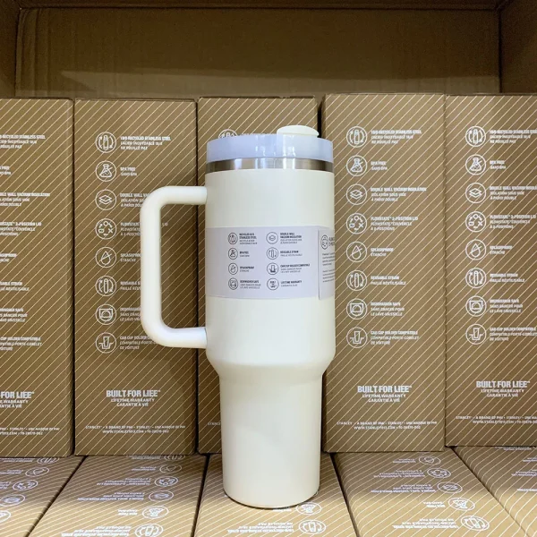 40oz Handle Straw Vacuum Insulated Car Mug Star Blue Lid Stainless Steel Double Wall Thermal Iced Travel Cup for s 2