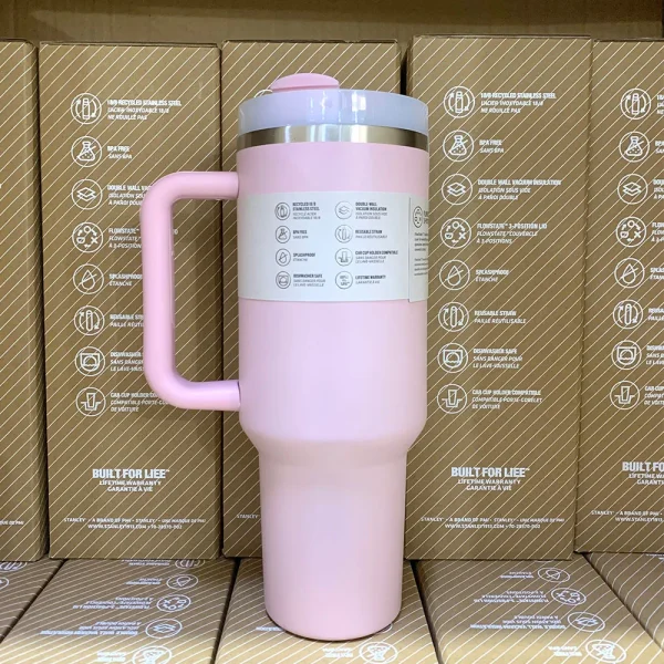 40oz Handle Straw Vacuum Insulated Car Mug Star Blue Lid Stainless Steel Double Wall Thermal Iced Travel Cup for s 5