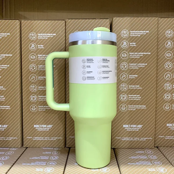 40oz Handle Straw Vacuum Insulated Car Mug Star Blue Lid Stainless Steel Double Wall Thermal Iced Travel Cup for s 6
