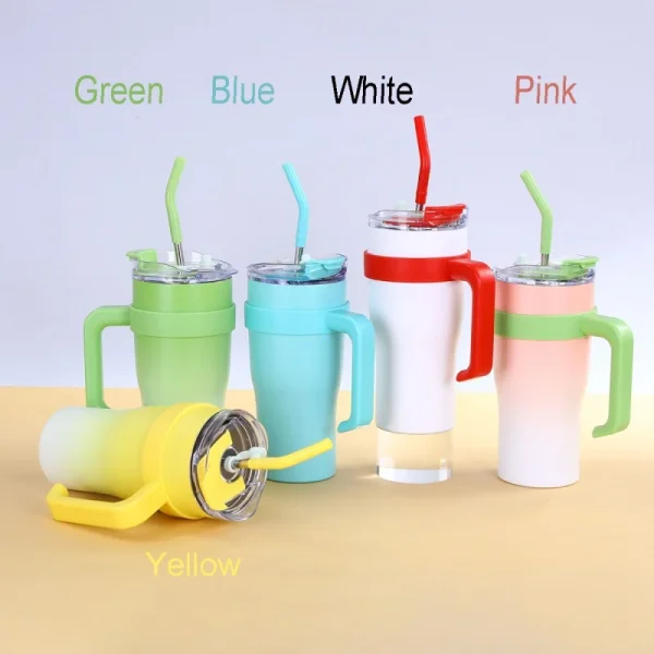 New Gradual Change Color Big Mac Stainless Steel Thermos Cup High Value Large Capacity Accompanying Ice Cup with Handle  Cup 1