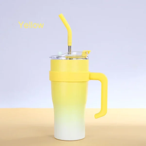 New Gradual Change Color Big Mac Stainless Steel Thermos Cup High Value Large Capacity Accompanying Ice Cup with Handle  Cup 2
