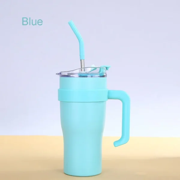 New Gradual Change Color Big Mac Stainless Steel Thermos Cup High Value Large Capacity Accompanying Ice Cup with Handle  Cup 3
