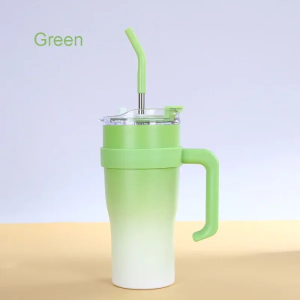 New Gradual Change Color Big Mac Stainless Steel Thermos Cup High Value Large Capacity Accompanying Ice Cup with Handle  Cup 4