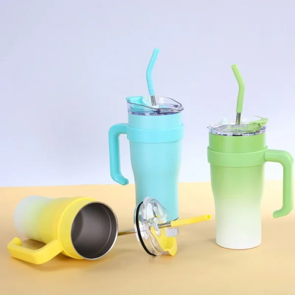 New Gradual Change Color Big Mac Stainless Steel Thermos Cup High Value Large Capacity Accompanying Ice Cup with Handle  Cup 5