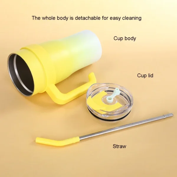 New Gradual Change Color Big Mac Stainless Steel Thermos Cup High Value Large Capacity Accompanying Ice Cup with Handle  Cup 6