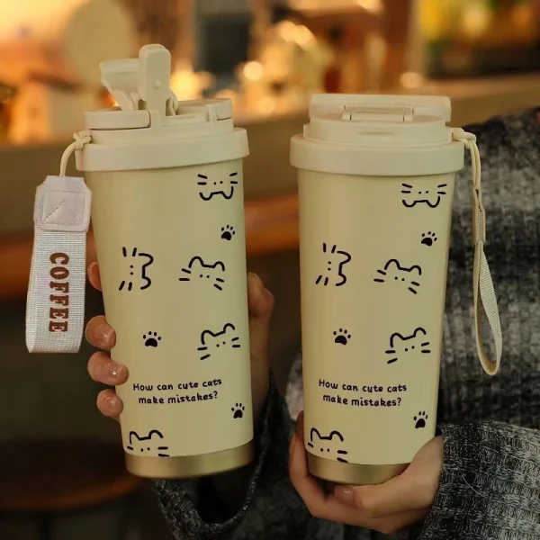500ML Thermo Cafe Coffee Mug Car LeakProof Travel Thermo Cup Stainless Steel Thermal Water Bottles Vacuum Flask Insulated Cups 1