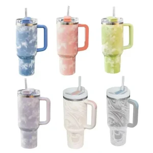 Custom 40 oz Tumbler with Handle Lid Straw 40oz Stainless Steel Vacuum Cups Travel Car Mug Large Capacity Water Bottle 1Liter 1