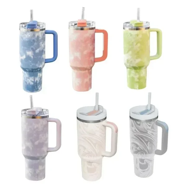 Custom 40 oz Tumbler with Handle Lid Straw 40oz Stainless Steel Vacuum Cups Travel Car Mug Large Capacity Water Bottle 1Liter 1