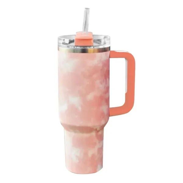 Custom 40 oz Tumbler with Handle Lid Straw 40oz Stainless Steel Vacuum Cups Travel Car Mug Large Capacity Water Bottle 1Liter 2