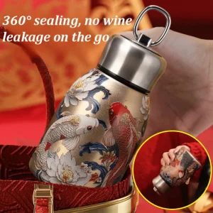 3D Embossed Stainless Steel Vacuum Flask Vintage Insulated Bottle Pocket Cup Direct Drinking Wide Mouth Portable Thermos 1