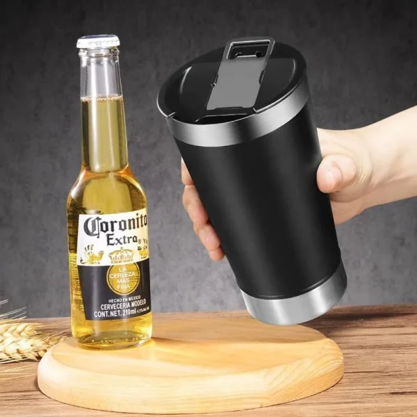 17oz Stainless Steel Double wall Vacuum Insulated Tumbler With Beer Opener Thermos Travel Mug Keep Drink Cold and Hot 3
