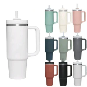 40 oz Tumbler with Handle Lid Straw 40oz Stainless Steel Water Bottle Vacuum Thermos Cup Travel Car Coffee Mug Cap for Stanley 1