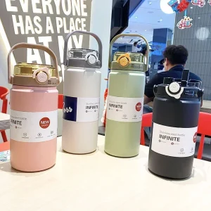 1.2L/1L Large Capacity Thermo Bottle with Straw Stainless Steel Thermal Water Bottle Keep Cold and Hot Thermos Cup Vacuum Flask 1