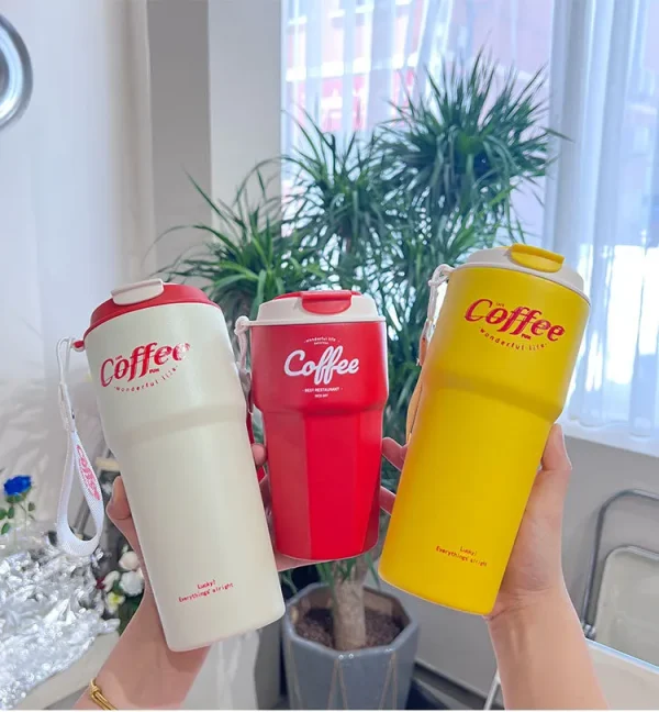 Portable Double Stainless Steel Coffee Mug Leak-Proof Thermos Travel Thermal Vacuum Flask Car Insulated Water Bottle 420ml/620ml 2