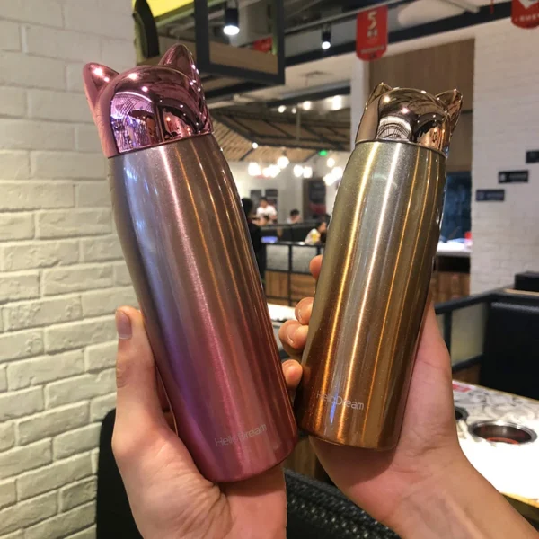 300/320ml Thermos Bottle Stainless Steel Vacuum Flasks Cute Cat Ear Thermal Cup Portable Travel Outdoor Mug for Coffee Tea Milk 2