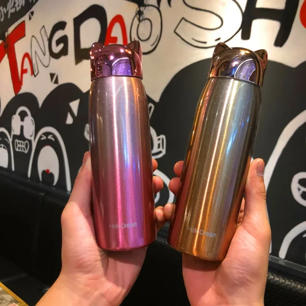 300/320ml Thermos Bottle Stainless Steel Vacuum Flasks Cute Cat Ear Thermal Cup Portable Travel Outdoor Mug for Coffee Tea Milk 3