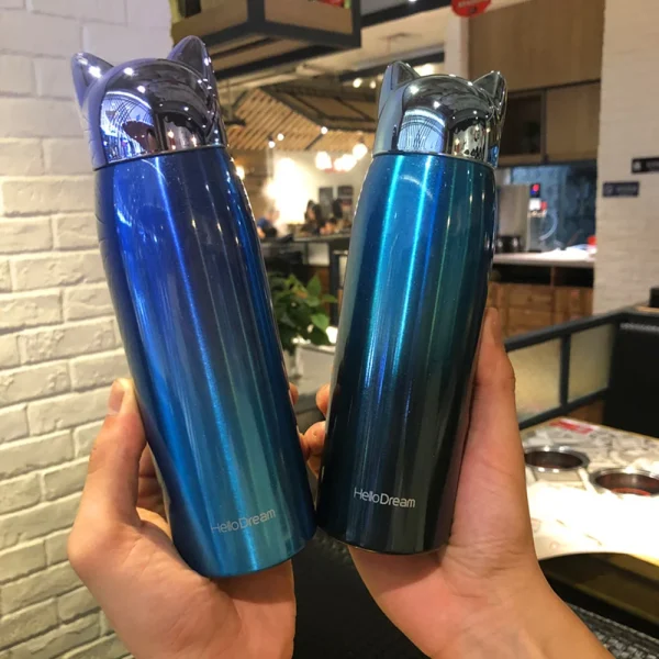 300/320ml Thermos Bottle Stainless Steel Vacuum Flasks Cute Cat Ear Thermal Cup Portable Travel Outdoor Mug for Coffee Tea Milk 5