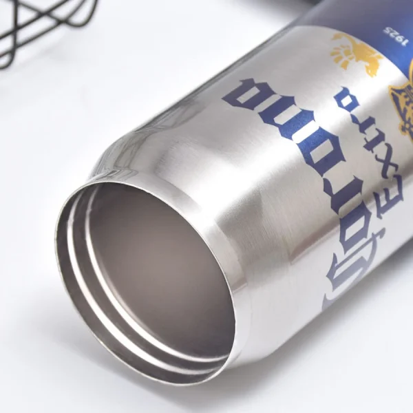 Drink Beer Coffee Mug 500ML Thermos Stainless Steel Cup Creative Beer Can Insulated Cup Vacuum Cups with Straw Cold Keeper 4