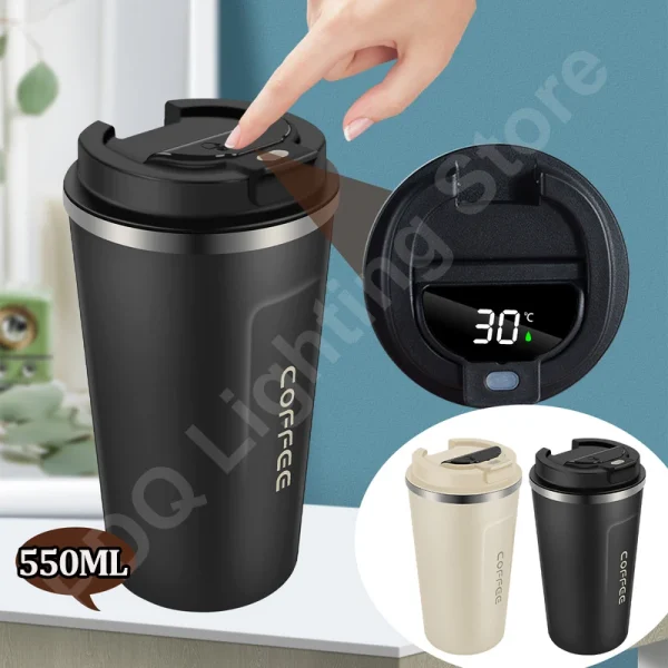 Stainless Steel Smart Coffee Tumbler Thermos Cup with Intelligent Temperature Display Portable Travel Mug 380ml 510ml 550ml 1