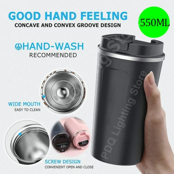 Stainless Steel Smart Coffee Tumbler Thermos Cup with Intelligent Temperature Display Portable Travel Mug 380ml 510ml 550ml 2