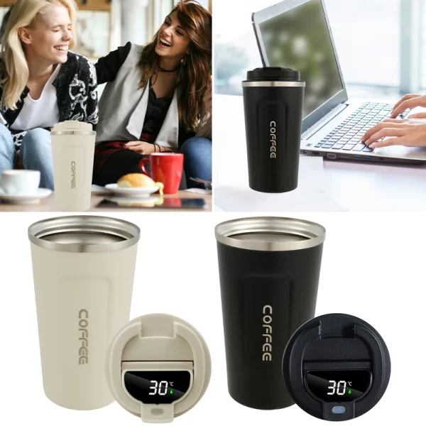 Stainless Steel Smart Coffee Tumbler Thermos Cup with Intelligent Temperature Display Portable Travel Mug 380ml 510ml 550ml 5