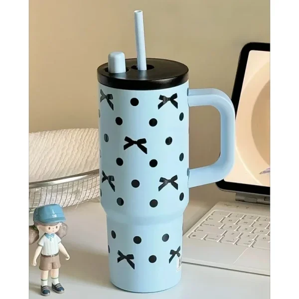24oz Portability Tumbler with Handle Straw Lid Large Volume Stainless Steel Vacuum Insulated Cup Keep Cold Travel Mug 4