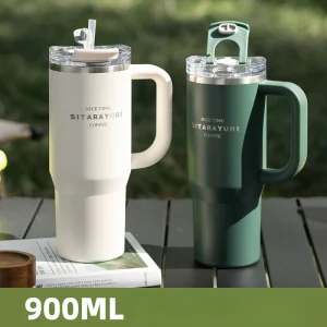 SITARAYURI 900ml Thermos Water Bottle Stainless Steel Coffee Cup Cold and Hot Double-layer Insulated Cup Tumbler Car Travel Mug 1