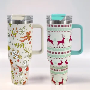 Thermos Bottle 40oz Tumbler With Handle With Straw Lids Stainless Steel Thermal Mug Coffee Thermos Vacuum Cup Sippy cup 1