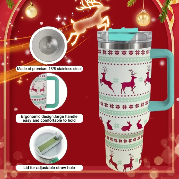Thermos Bottle 40oz Tumbler With Handle With Straw Lids Stainless Steel Thermal Mug Coffee Thermos Vacuum Cup Sippy cup 3