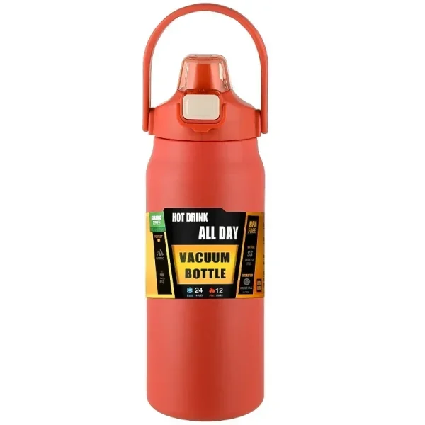 Water Bottle Portable Thermos with Straw Stainless Steel Thermal Mug Tumbler Coffee Cup Sports Vacuum Flasks for Cold/Hot water 1