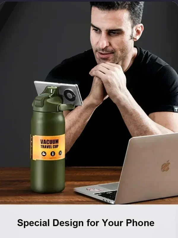 Water Bottle Portable Thermos with Straw Stainless Steel Thermal Mug Tumbler Coffee Cup Sports Vacuum Flasks for Cold/Hot water 2