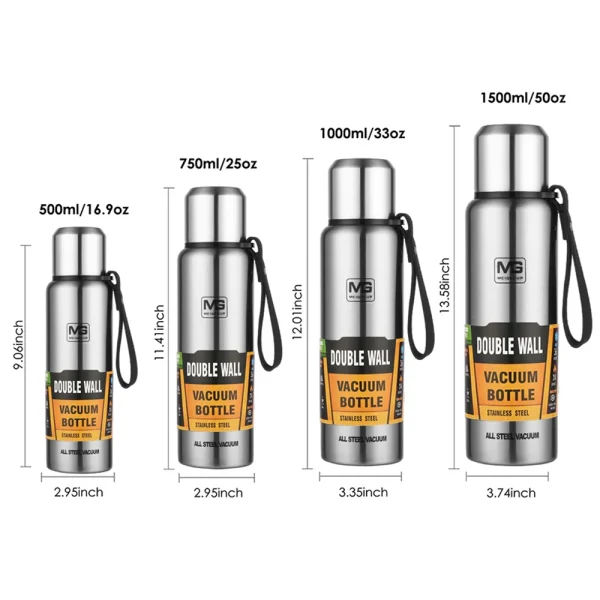 Large Capacity 500/1000ml Thermal Bottle Vacuum Double Wall 304 Stainless Steel Hot Cold Water Flask Thermos Coffee Mug 6